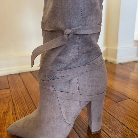 Shoe Dazzle Taupe Over the Knee Boots - Picture 5 of 9